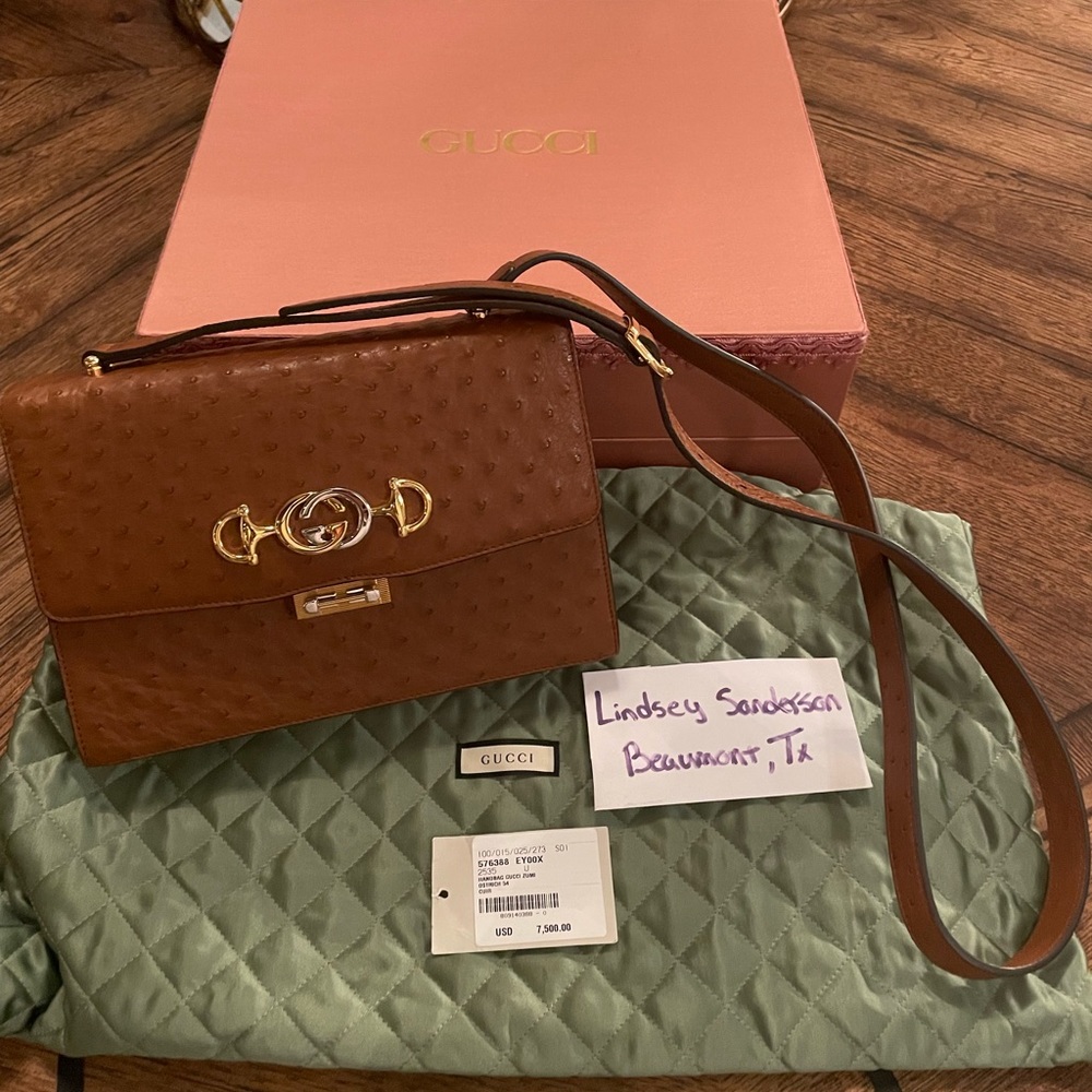 Gucci Zummo ostrich leather crossbody